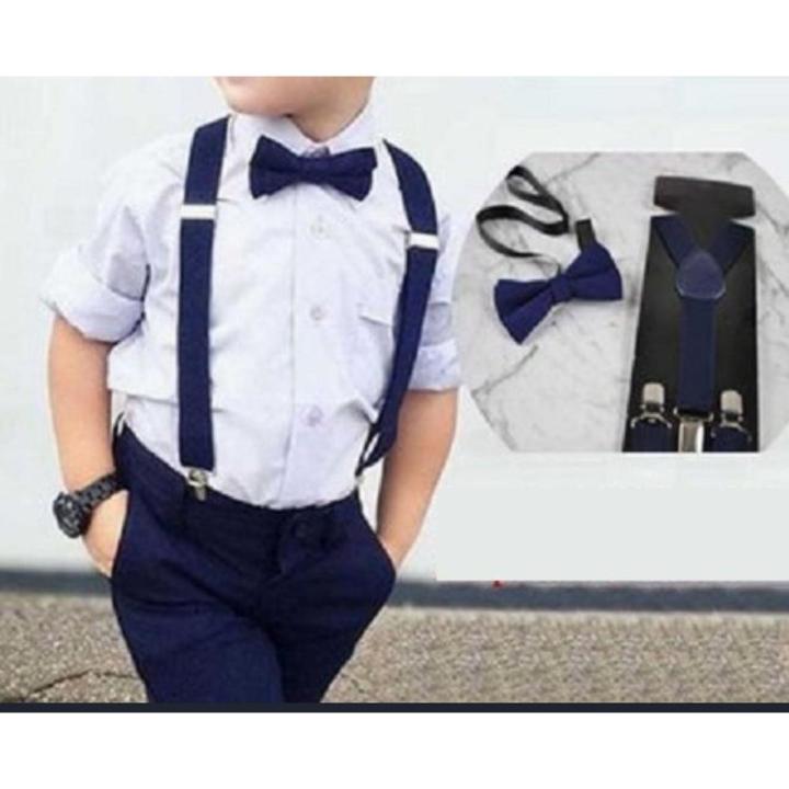 Imported Made Adjustable Suspenders Gallace With Bow Tie For Kids Stretchable Elastic