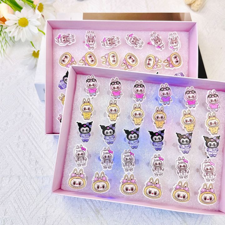 Labubu Finger labubu kids glow ring cartoon girl ring street stall finger light cute ...