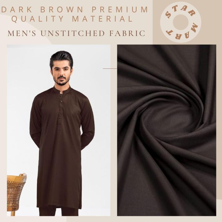 Dark Brown Boski Men Shalwar Kameez Unstitched Suit Wash and Wear Summer Collection
