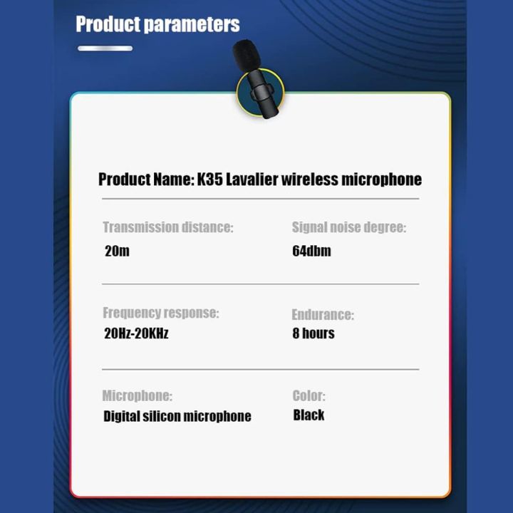 Wireless%20MIC%20Type%20C/IOS/Android/USB/AUX%203.5mm%20Mic%20K8/K9/K15/K35%20Wireless%20Single/Double%20Microphone%20For%20Interview,%20Vlogging%20,%20Podcast%20-%20Image%206