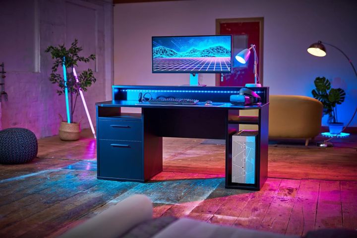 Gaming%20Desk%20With%20LED%20Lights%2048%20inch%20x%2024%20inch%20x%2030%20inch%20Computer%20Desk%20Workstation%20For%20Large%20PC%20Home%20Office%20Desk%20Perfect%20Black%20Desk%20With%20Drawers%20&%20Storage%20(Customised)%20-%20Image%202