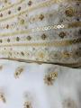 Pure Silk Shifoon Kameez Dupatta with golden sequins and thread embroidery. 
