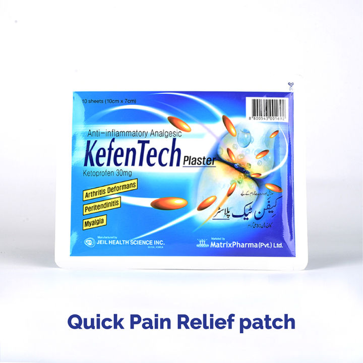Kefentech Pain Relief Plaster Patch - 10 Patch | Quick Relief for Muscle and Neck Pain - Matrix Pharma