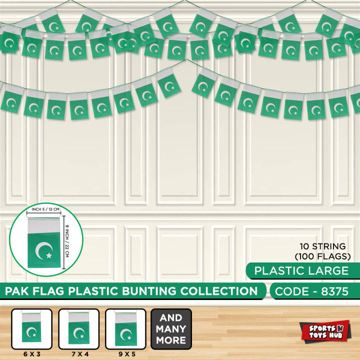 Pakistan Plastic Flag Hanging Banner For Wall Enjoy 14th August Party Decoration Jhandiyan Happy Independence Day Celebration Garland Bunting Flags Decorate Home, Dining Area, Rooms, Lounge, Office, School Class, Restaurants Festive Parties Decor Supplies