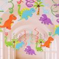 Dinosaur PVC Foil Hanging Swirls Dinosaur Birthday Party Decorations kids Favors Jurassic Dino Ceiling Hanging Garlands Supplies. 