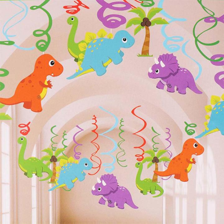 Dinosaur PVC Foil Hanging Swirls Dinosaur Birthday Party Decorations kids Favors Jurassic Dino Ceiling Hanging Garlands Supplies