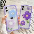 Fashion Cute Purple Flowers Clear Phone Case For iPhone 13 Pro MAX 12 11 X XS XR 7 8 Plus SE Transparent Soft Shockproof Cover. 