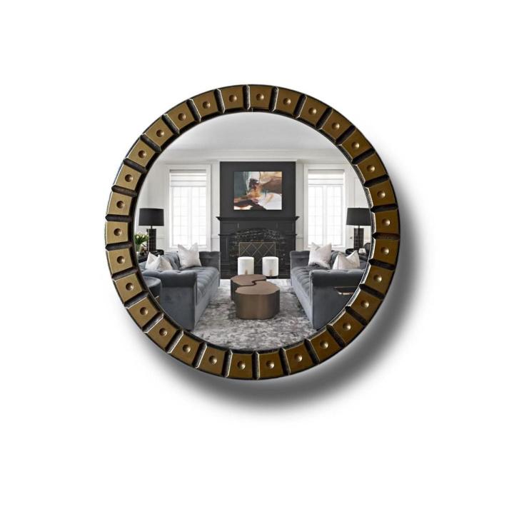 Round mirror with carved wooden frame, hanging wall mirror, Mirror for wall, Mirror for Decoration