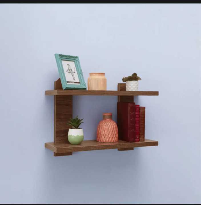 Spunky Wooden Wall Shelves for Living Room | Wall Shelf for Home Decor Items | Floating Book Rack for Study Room or Office Wood Land Furniture