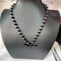 【2023NEW】Gothic Vintage Death Moth Skull Choker Black Glass Beads Rosary Y2K Indie Insect Jewelry Trend Witch Moth Charm Chain Necklace. 