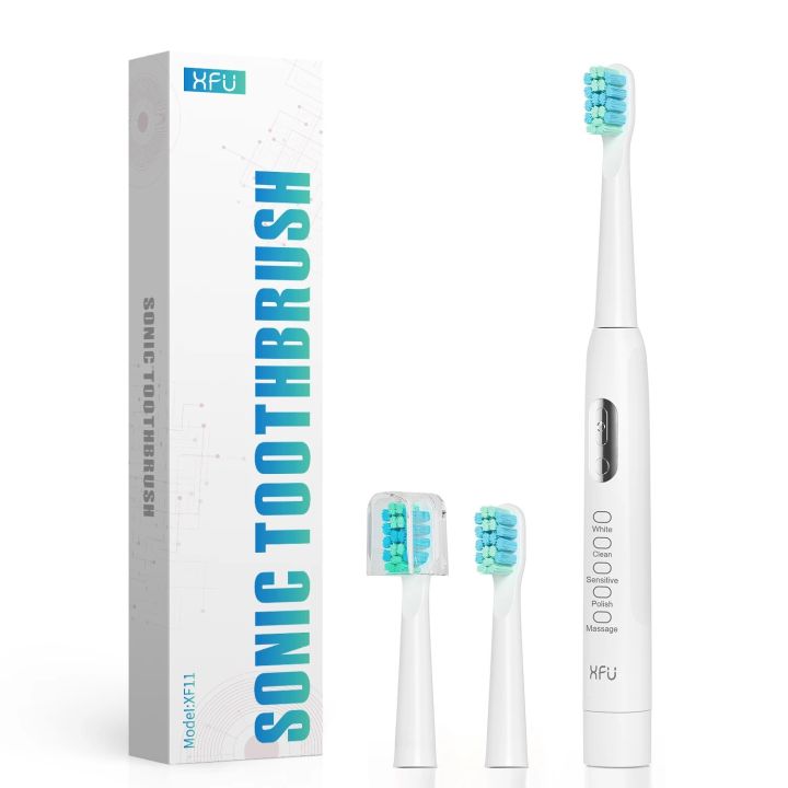 【VisioN Shop】Couple Toothbrush Black White 5 Modes Soft Bristles 40000 VPM Smart Timer Brush For Family Oral Care