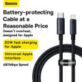 Baseus PD20W USB C Fast Charging Cable for iPhone 13 12 11 Pro Max USB C Data Sync iPhone Cable 1M. 