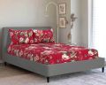 3Pcs Cotton Fitted Bed sheets Double bed with Pillow Cases- Printed Doublebed Fitted Sheets King Size with 2 Pillow Covers- Tulips. 