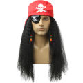 [ New ] Pirate Wig Men and Women Dress up Black Curly Hair coplay Caribbean Captain Jack Pirate Hat. 