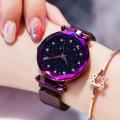 [ STYLISH ] Waterproof Purple Magnetic Clasp Ladies Wrist Watch For Girls. 