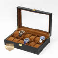 12 Slot Leather Watch Box PU Leather and Jewelry Organizer Box - BLACK LEATHER WATCH BOX GIFT SET - 12 SLOT. 