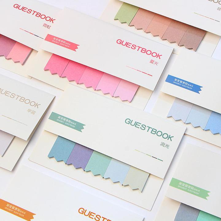 【FUN LIVE】 100 Pages Gradient Memo Pad Sticky Notes Bookmark Index Posted It Planner Stickers Notepads Stationery Office School Supplies