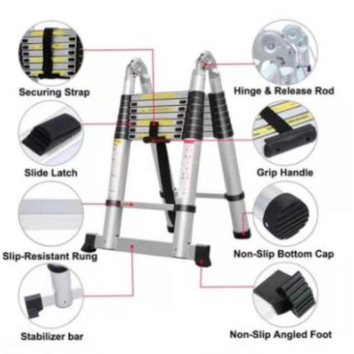 1.6m + 1.6m Double Aluminium Telescopic  Ladder Multi Extendable /10 /steps
