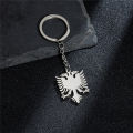 Vintage Albania Eagle Pendant Keychain for Men Women Silver Color Metel Animal Backpack Keyring Ethnic Key Chain Ring Accessorie. 