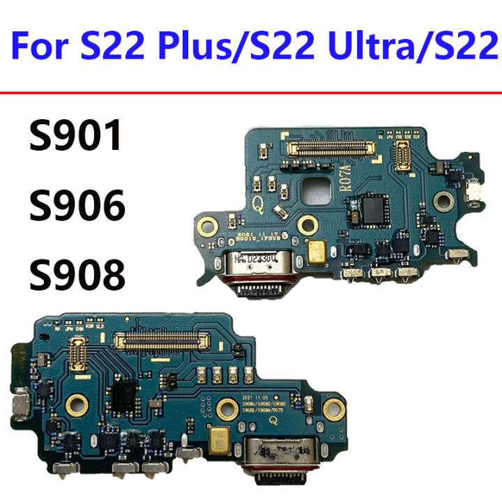 Charging Port For Samsung Galaxy S22 Ultra S908 S908B S908U S908E Plus S901U S906E Board Dock Usb Connector Flex Plate Parts