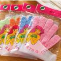 Shower Bath Glove Exfoliating Bath Hand Glove Scrubber Sponge For Bathing And Scrubbing Gloves For Body Bathroom Accessories Dead Skin Remover 100% Nylon (Polyster) | bath gloves for women, kids and men | Loofah Washing Soft Foot Showering Scrubs & Bubble. 