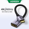 UGREEN Mini HDMI to HDMI Adapter Aluminum Shell 4K 60Hz Mini HDMI to HDMI Female Cable HDR 3D for Raspberry Pi Zero 2 W/W DSLR Camera Camcorder Graphics Card Laptop Projector Tablet. 