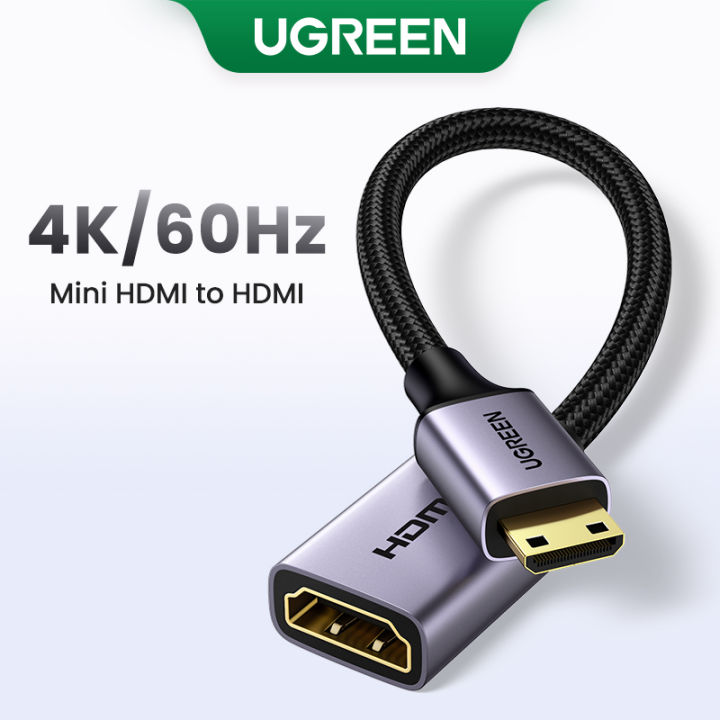 UGREEN Mini HDMI to HDMI Adapter Aluminum Shell 4K 60Hz Mini HDMI to HDMI Female Cable HDR 3D for Raspberry Pi Zero 2 W/W DSLR Camera Camcorder Graphics Card Laptop Projector Tablet