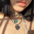 Stainless Steel Female Gothic Symbol Internet She Devil Igirl Choker Necklace Women Streetwear Heart Pendant Chain Necklace. 