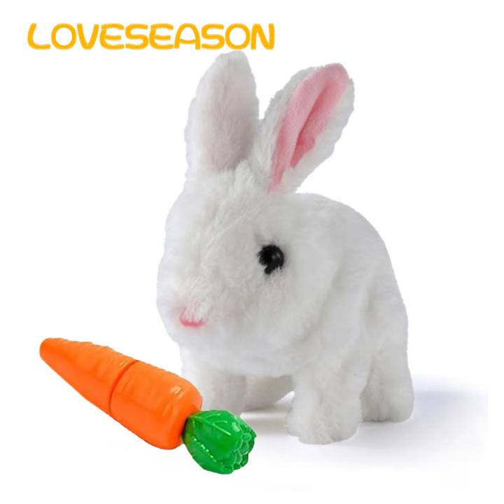 Portable Electric Pet Toy Interactive Walking Bunny Plush Toy with Sound Moving Ears Perfect Birthday Gift for Kids Boys Girls Cute Stuffed Doll for Fun Playtime Plush Rabbit Toy
