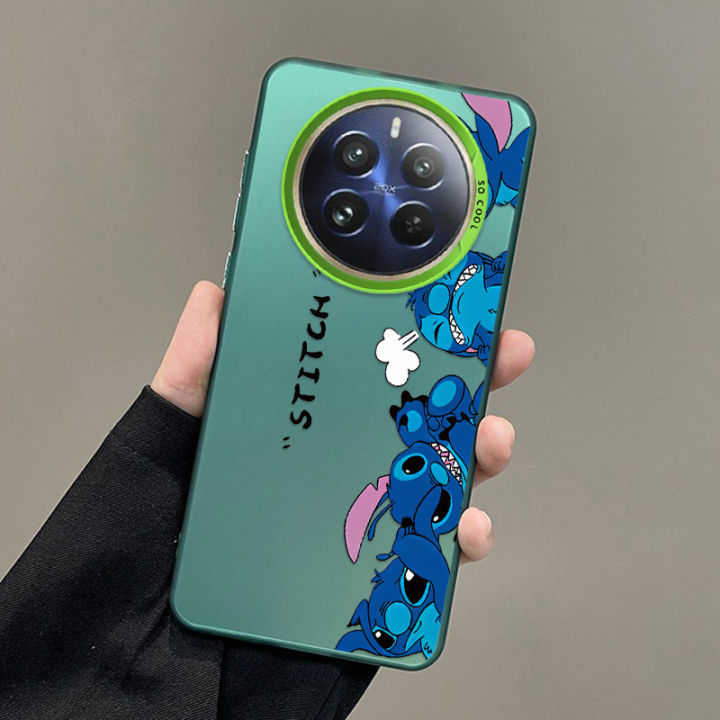 realme 13+ 5G realme13 Pro+ 5G realme 13X Big Eyes Lilo Stitch Matte Colored Silver Case Anti-Slip Cover Frosted Feel Casing
