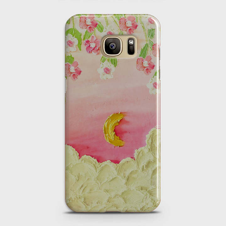 Samsung_ Galaxy S7 Edge Cover - Floral Series - Design 7 - Pink & Yellow - Matte Finish - Snap On Hard Case with LifeTime Colors Guarantee