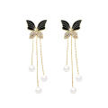 Luxury Black Butterfly Jewelry Light Luxury Accessories Trendy Stud Earrings Exquisite Butterfly Earrings Elegant Black Earrings. 