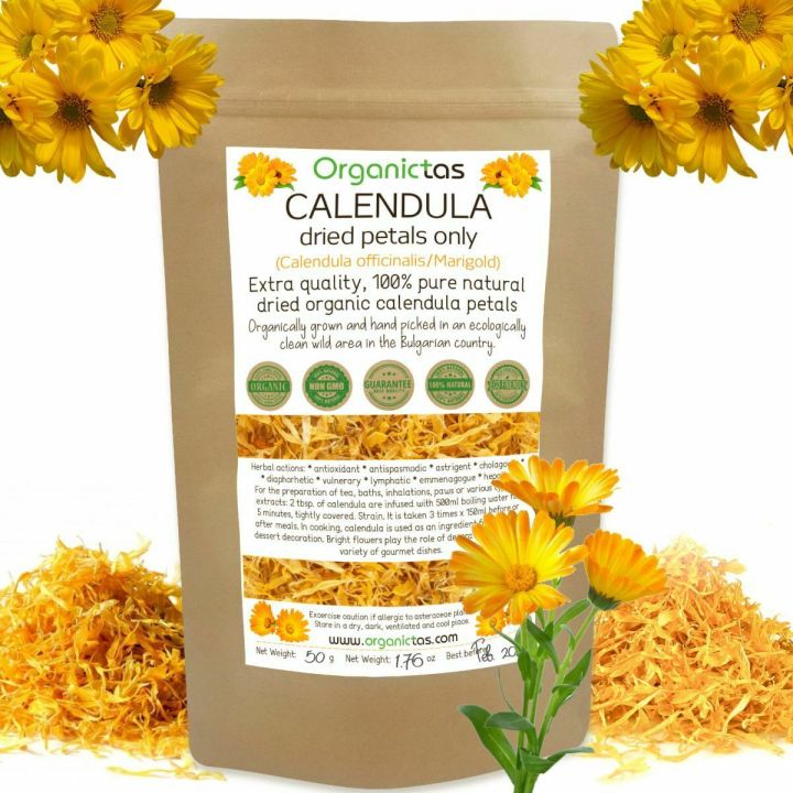 Organic CALENDULA Flower Petalls - 50 Gm
