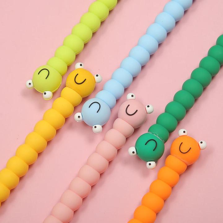 1pcs Soft Silicone Gel Pen Cute Caterpillar Colorful Cartoons Pen Black Ink 0.5mm Kawaii School Supplies Korean Stationery