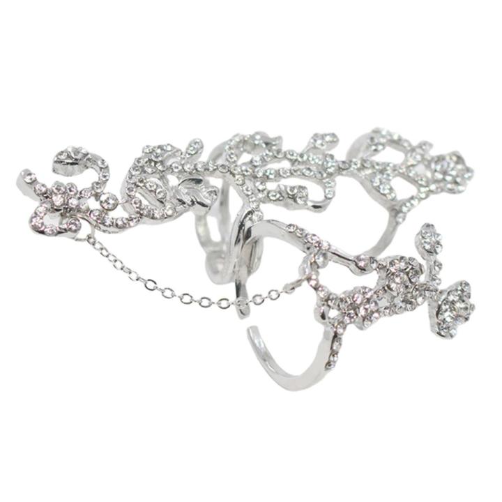 Double Finger Bands Smooth Rose Flower Shape Finger Rings