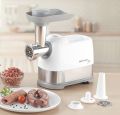 Delimano 3 in 1 Electric Meat Grinder Mincer Pro Sausage Kubbe Maker 3 in 1 Heavy Duty Meat Mincer 2000w Stainless Steel Food Grinder With Kit Blade 3 Plate for Household Home Kitchen Use Qeema Wali Machine Switzerland Lot Imported White. 