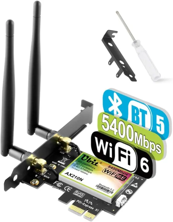 Ubit 5400Mbps PCIE WiFi Card Intel 6E Chipset (6GHz&5Ghz&2.4GHz) PCIe ...