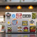 Motivation stickers Inspiration Pack of 13 Vinyl Sticker Motivation Quotes Stickers for Laptop Trackpad All Models Laptop Sticker Laminated Vinyl Printed DIY Notebook, Laptop, Bicycle, Helmet. 