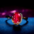 New product temperament high-end versatile rose gold simulated ruby emerald colored gemstone open ring women's ring. 