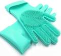 Magic Dish washing Gloves with scrubber, Silicone Cleaning Reusable Scrub Gloves for Wash Dish,Kitchen, Bathroom,1 Pair: Right + Left Hand). 