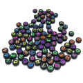 Pack of 26 / 50 / 100 Pieces | Black Round Colorful Letter Beads | Mixed Alphabet Beads | 7 mm | Used in Jewelry Making Accessories and DIY projects. 