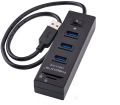 Hapurs 3 Port USB 3.0 Hub with Card Reader, Portable USB3.0 High Speed SD TF MMC Card Reader with Power Switch. 