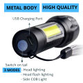 Zoomable Metal COB Flash Light Torch| Mini LED Flash Light| Rechargeable Small LED Work Light| Emergency Penlight Torch| Portable High Brightness Pocket Torch| Camping Lantern Fishing Lamp Outdoor, and Home. 