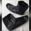 Black Leather Socks Mozay for Hajj Umrah With Velcro and Zipper For Winter - Unisex. 