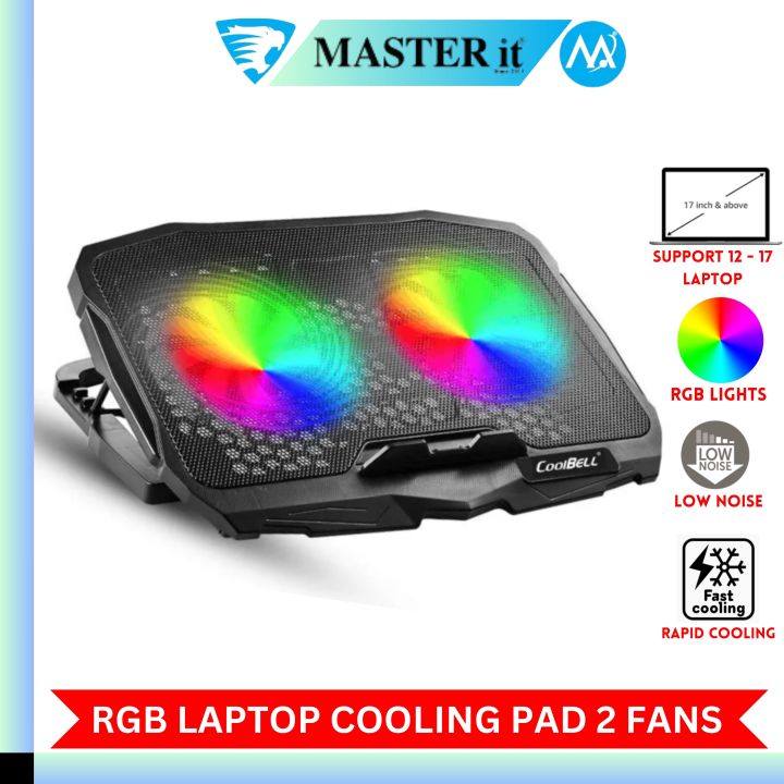 Laptop%20Cooling%20Pad%20Dual%20Fan%20With%20RGB%20Lights%20-%20Cooling%20Stand%208%20Fan%20With%207%20Gear%20To%20Adjust%20Height%20-%20For%20Upto%2020"%20Laptops%20-%20USB%20Powered%20Connection%20-%20Image%202