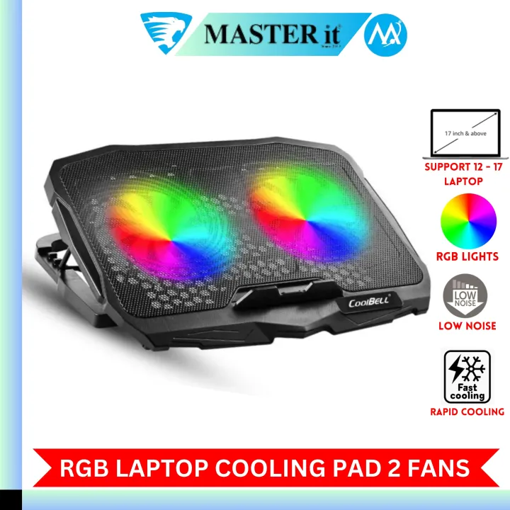 Laptop%20Cooling%20Pad%20Dual%20Fan%20With%20RGB%20Lights%20-%20Cooling%20Stand%208%20Fan%20With%207%20Gear%20To%20Adjust%20Height%20-%20For%20Upto%2020"%20Laptops%20-%20USB%20Powered%20Connection%20-%20Image%202