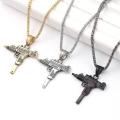 Mens Black Chain Necklace High Quality Stainless steel Uzi toy gun Pendant. 