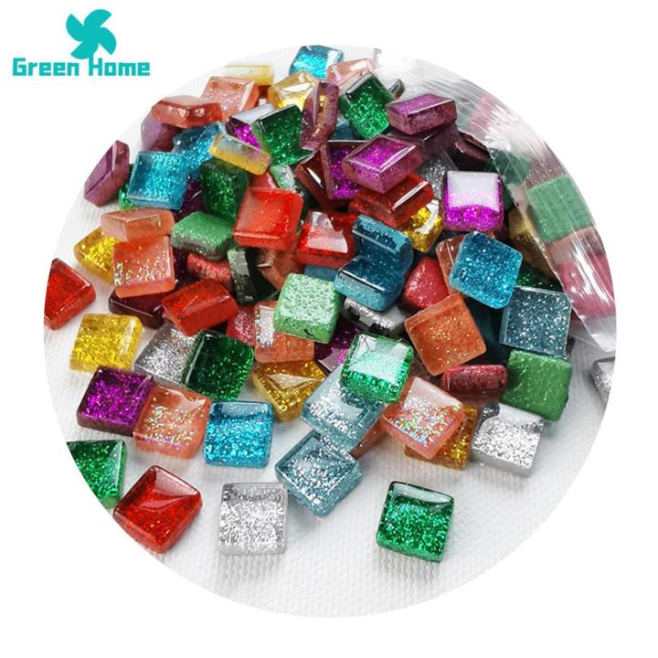 Green Home Square Mosaic Tiles Handmade Pre-cut Wide Applications Mosaic Glass Tiles