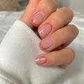 24pcs Short Barbie Pink Nails Pink Glitter False Nails Art Full Coverage Removable Waterproof Artificial Press on Nail. 
