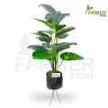 Farmer Store Green Artificial 18 Leaves Plant with Pots, Artificial Plants Large Size, Artificial Plants for Living & Drawing Room, Artificial Green Plants for Home Office Wedding & Party Decoration.. 